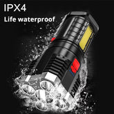 5LED Super Bright LED Flashlight Rechargeable Spotlight with Side-TI00786-Veeddydropshipping